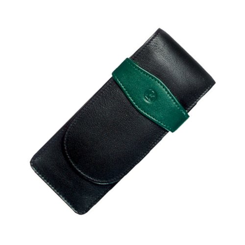 Pelikan 924092 - Astuccio in pelle per 3 penne, colore: Nero-Verde