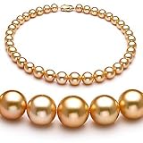 Gold 10-14mm AAA+ South Sea Pearl Necklace 18 inch