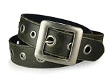 SQUARE BUCKLE GROMMETS VINTAGE DISTRESSED LEATHER JEAN BELT