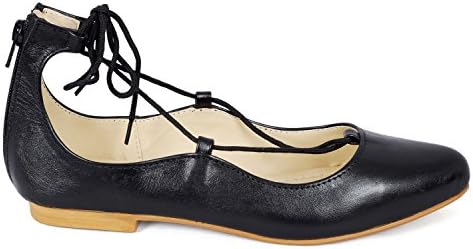 ARasons Alyce pointed toe flat with laces and back zip (10.5)