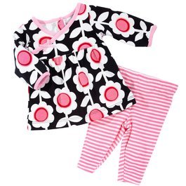 Carter's Play Clothes Flowers Top w/ Striped Pants - Red