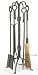 Woodfield Vintage Iron Natural Wrought Iron Tool Set with Extended Loop Handles for Fireplace