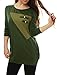 Allegra K Women's Scoop Neck Contrast Color Loose Tunic Top Green XL