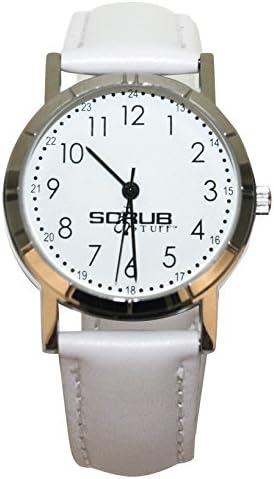 Scrub Stuff Women's Classic Leather Nurse Watch White