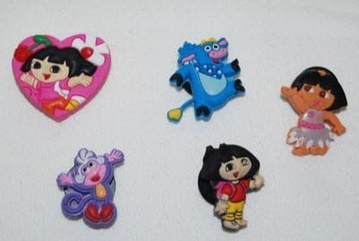 5 pc Dora the Explorer Jibbitz Style Your Crocs Fun Clips Shoe Clogs Charms