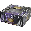 Disposable Clear Cutlery Combo Pack 50 Knives 50 Forks 50 Dessert Spoons - great for parties, bbqs, picnics and events