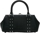 Lux de Ville REBEL Kiss Lock Handbag- Black Crocodile
