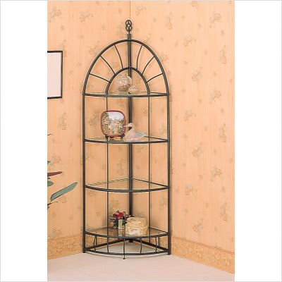 Wildon Home Four Tier Corner Shelf in Sandy Black 2546