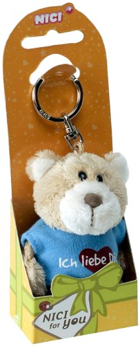 Nici 15086 - B&auml;r Ich liebe Dich 10 cm Schl&uuml;sselanh&auml;nger mit T-Shirt, hellblau