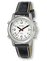 Avalon EZC Unisex Silver-Tone Low Vision Talking Watch w Leather Strap, # A2607