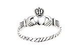 .925 Sterling Silver Antique Finish Claddagh Ring