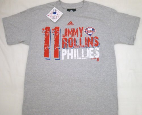 MLB Adidas Philadelphia Phillies Jimmy Rollins Youth T-Shirt Small Grey