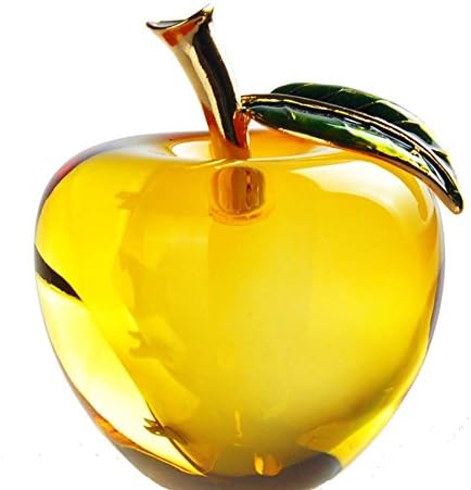 Crystal Glass Yellow Apple Paperweight Figurine