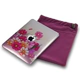 APPLE IPAD 3 PC EXECUTIVE ACCESSORY PACK - PINK FLOWER COVER CASE, SCREEN PROTECTOR, PURPLE POUCH PART OF THE QUBITS ACCESSORIES RANGE