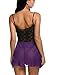 Avidlove Women Sexy Babydoll Lingerie Set Sheer Lace Chemise Sleepwear Violet XXL
