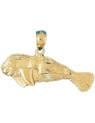 Dazzlers Solid 14k Gold Manatees Sea Cow Charm Pendant Available in three colors from jewelsberry (weights: 2.4 grams only)