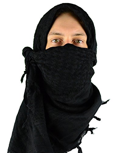 Mato & Hash Military Shemagh Tactical 100% Cotton Scarf Head Wrap - Blackout