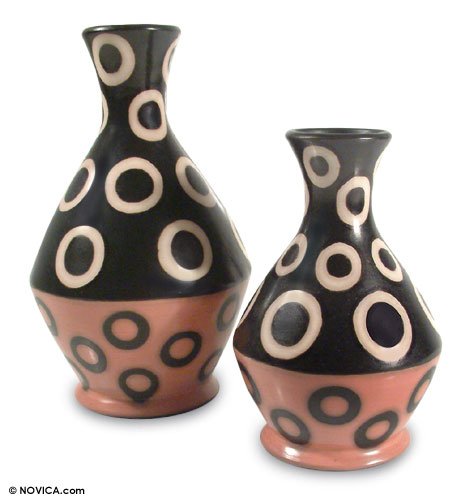 Ceramic vases, 'Smoke Rings' (pair)