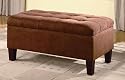 Chocolate Microfiber Storage Ottoman