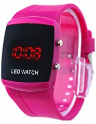 Top Brand Unisex Fashion Quartz Wrist Watch Colorful Plastic Red LED Sport Digital Color Rose