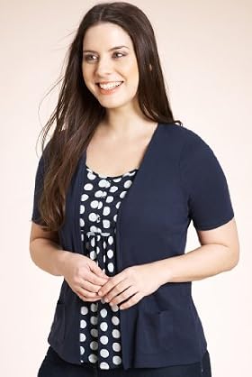 Plus Dotty Print Mock Layer Brushed Jersey Top