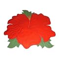 HAWAIIAN QUILT HIBISCUS FLOWER EMBROIDERED PLACEMAT