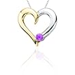 10K Two Tone Gold 0.14 ct. Pink Tourmaline Heart Pendant with Chain