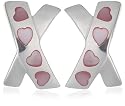 Silver Mother of Pearl Heart Kiss Earrings