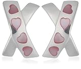 : Silver Mother of Pearl Heart Kiss Earrings