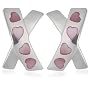 Silver Mother of Pearl Heart Kiss Earrings