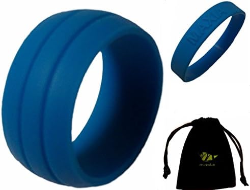 Silicone Wedding Band for Men and Women, Black, Blue, Green, Pink, Red, Yellow, Grey, Top Quality ring, 8.7mm Wide, 1.5mm Thin, Safe, Comfort Band for Active, Outdoor lifestiyle BLUE 6