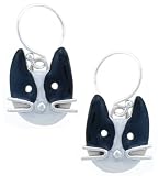 Black & White Cat Dangling Enamel & Sterling Silver Earrings
