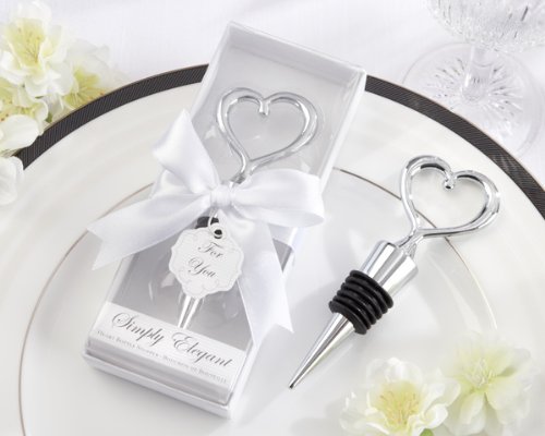 Simply Elegant Chrome Heart Bottle Stopper - Total 96 sets