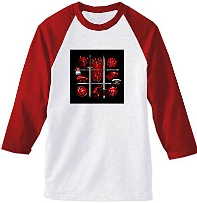 Game Of Thrones 3/4 Sleeve Baseball Tshirt Raglan Jersey Shirt White / Red 3X-Large