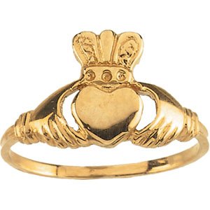 14K Yellow Gold Teen Claddagh Ring