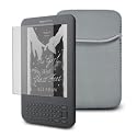 AMAZON KINDLE NEOPRENE POUCH CASE - GREY, WITH SCREEN PROTECTOR