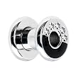 4 Gauge Black White Gem Stainless Steel Tunnel