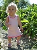 Infant Lettuce Edge Sleeveless Dress, White/Lime 24M