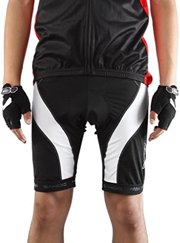 Tofern | Pro Mens Breathable MTB Road Cycling Tights Protective 3D Padded Short Pants - black & white - XXL