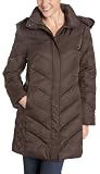 Kenneth Cole Reaction Women's Matte Satin Zip Front Down Coat With Rabbit Fur Trim Removable Hood