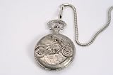 Taschenuhr Silber mit 3D Motorrad Relief Harley