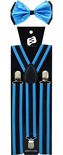 Enimay Combo Pack Suspenders & Bow Ties Blue Stripe