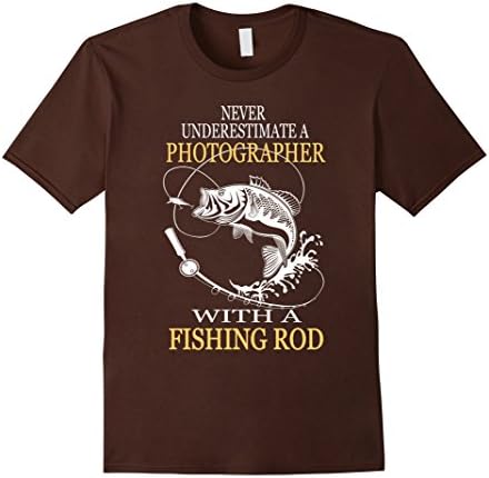Men's Photographer T-shirt , Never underestimate a Photographer wi Large Brown