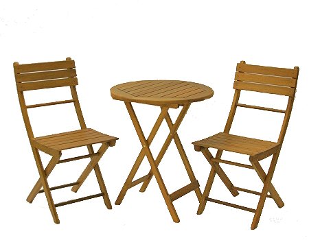 Gartenmöbel Set 2 Stühle; 1 Tisch aus ausgesuchtem Akazienholz