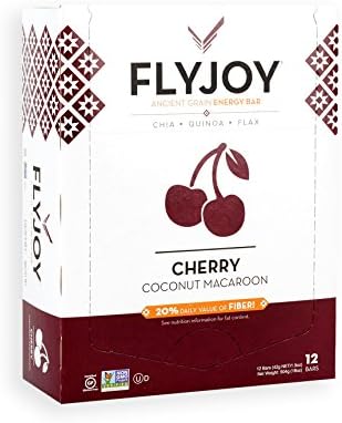 FLYJOY Ancient Grain Energy Bars | Quinoa + Oats + Flax + Chia (12 Bars) (Cherry Coconut Macaroon)
