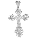 14K White Gold Mens Diamond Cross Pendant 3.25 Ctw