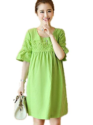 【TPGROWIN】 マタニティ ウェア ワンピース ドレス 綿麻 レース フリル エレガント 出産 産前 産後 Aライン 森ガール 外出着 妊婦服 全3色