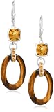 Sterling Silver Citrine and Tiger Eye Dangle Earrings by David Sigal