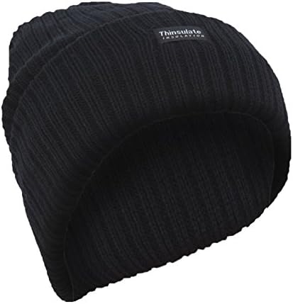 FLOSO® Unisex Mens/Womens Winter/Ski Hat with Thinsulate Lining (3M 40g) (One Size) (Black)