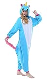 NEWCOSPLAY Unicorn Set Unisex Adult Onesies Pajamas Halloween Costumes (L, unicorn blue)